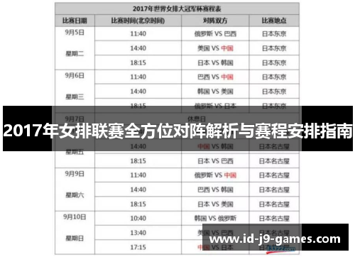 2017年女排联赛全方位对阵解析与赛程安排指南